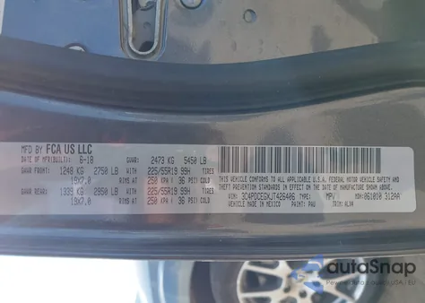 2018 Dodge Journey Gt z USA, uszkodzony, nr VIN 3C4PDCEGXJT426406